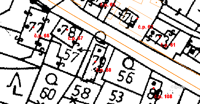 Kácov 68 na parcele st. 79 v KÚ Kácov, Katastrální mapa