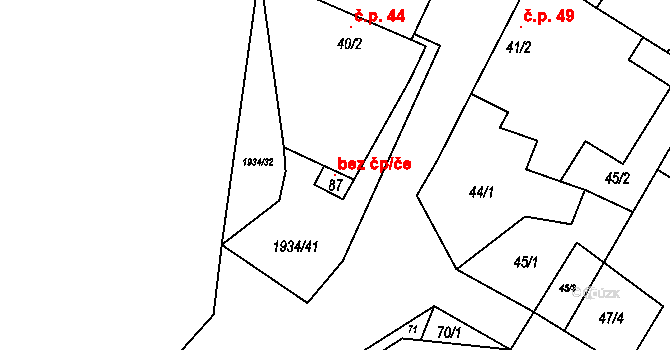 Písečné 118982419 na parcele st. 87 v KÚ Slavětín u Slavonic, Katastrální mapa