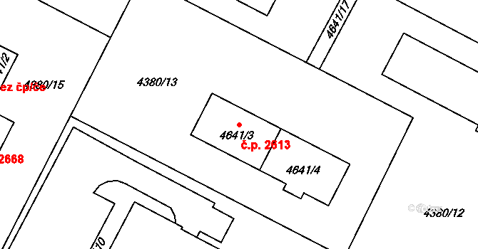 Jihlava 2613 na parcele st. 4641/4 v KÚ Jihlava, Katastrální mapa