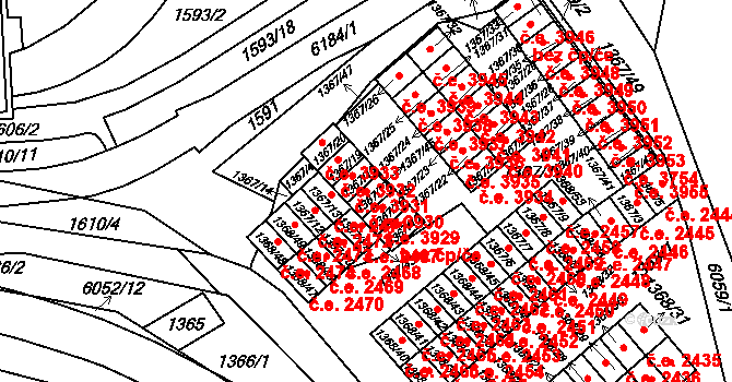 Jihlava 3930 na parcele st. 1367/17 v KÚ Jihlava, Katastrální mapa