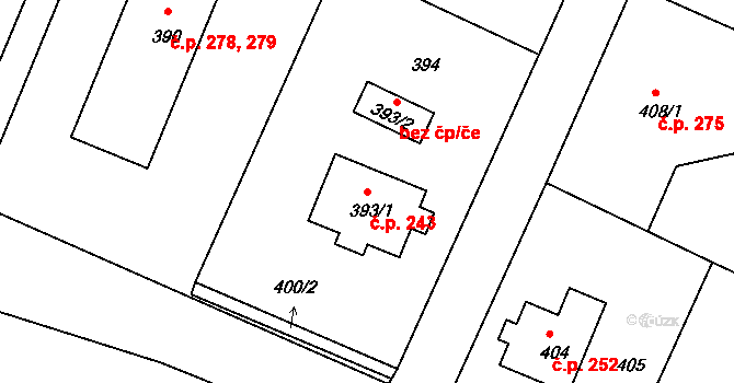 Žandov 243 na parcele st. 393/1 v KÚ Žandov u České Lípy, Katastrální mapa