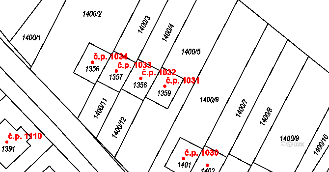 Rýmařov 1031 na parcele st. 1359 v KÚ Rýmařov, Katastrální mapa