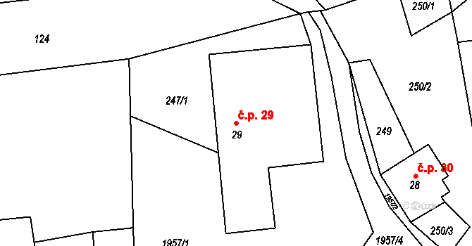 Kamenec u Poličky 29 na parcele st. 29 v KÚ Kamenec u Poličky, Katastrální mapa