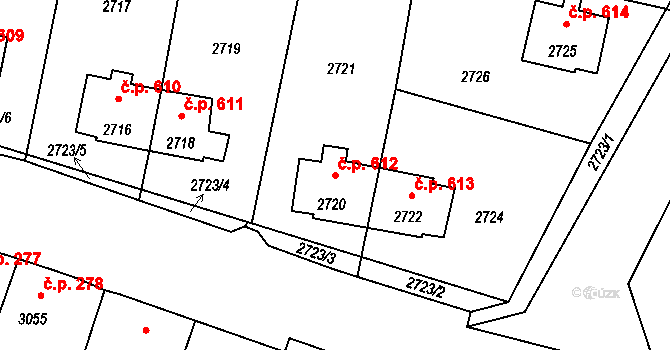 Mimoň I 612, Mimoň na parcele st. 2720 v KÚ Mimoň, Katastrální mapa
