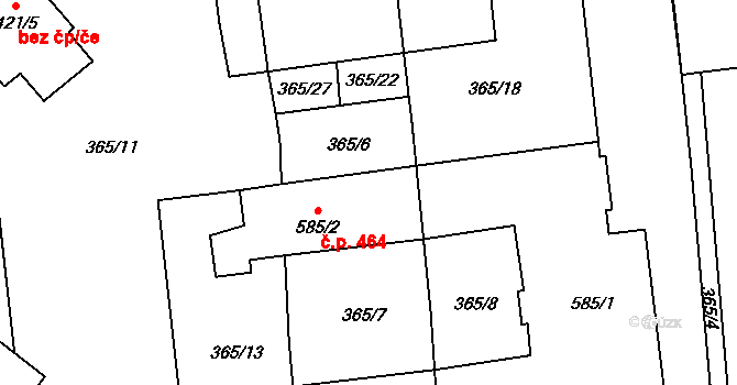 Poličná 464 na parcele st. 585/2 v KÚ Poličná, Katastrální mapa