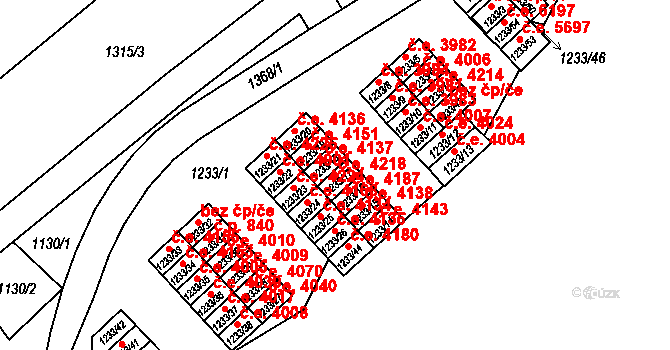 Bukov 4218, Ústí nad Labem na parcele st. 1233/17 v KÚ Bukov, Katastrální mapa