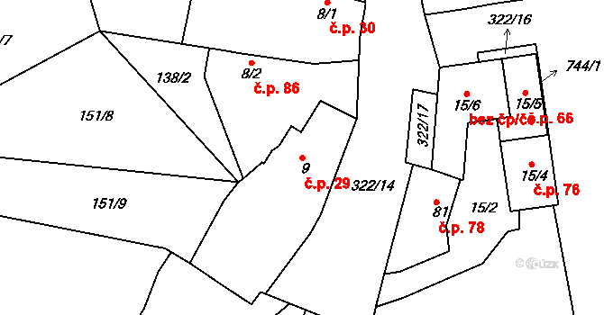 Litol 29, Lysá nad Labem na parcele st. 9 v KÚ Litol, Katastrální mapa