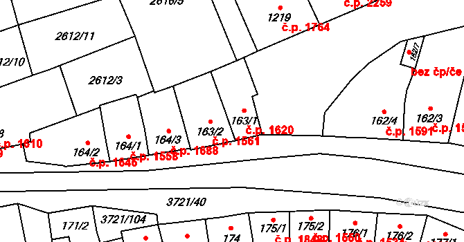 Břeclav 1620 na parcele st. 163/1 v KÚ Břeclav, Katastrální mapa