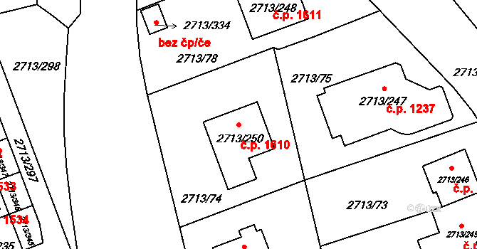 Pelhřimov 1610 na parcele st. 2713/250 v KÚ Pelhřimov, Katastrální mapa