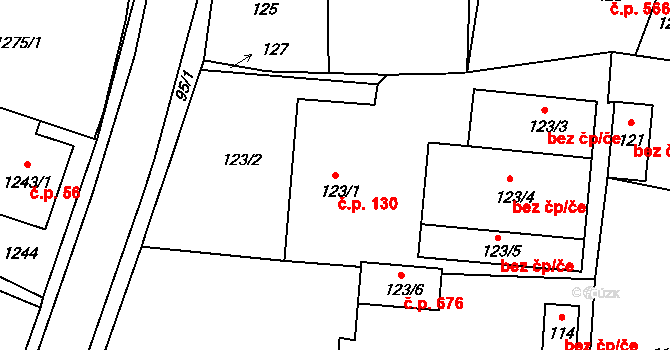 Jablůnka 130 na parcele st. 123/1 v KÚ Jablůnka, Katastrální mapa
