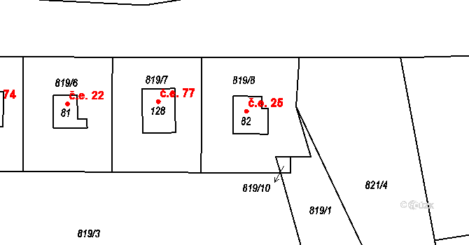 Chramosty 25, Dublovice na parcele st. 82 v KÚ Chramosty, Katastrální mapa