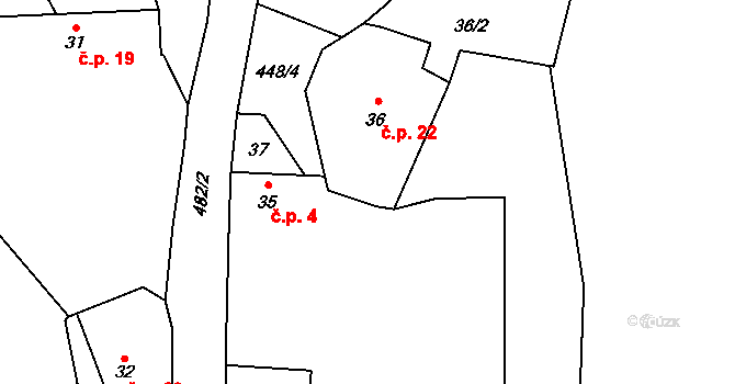 Suchdol 22, Prosenická Lhota na parcele st. 36 v KÚ Suchdol u Prosenické Lhoty, Katastrální mapa