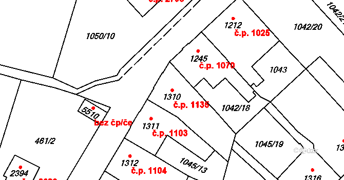 Dvůr Králové nad Labem 1135 na parcele st. 1310 v KÚ Dvůr Králové nad Labem, Katastrální mapa