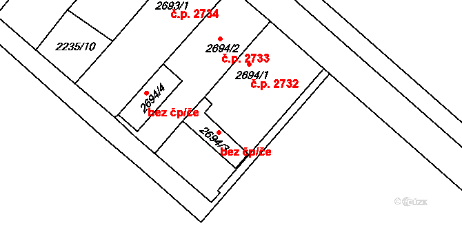 Hodonín 2732 na parcele st. 2694/1 v KÚ Hodonín, Katastrální mapa