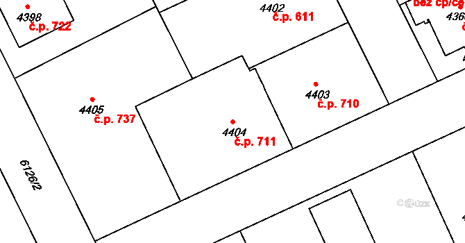 Liberec III-Jeřáb 711, Liberec na parcele st. 4404 v KÚ Liberec, Katastrální mapa