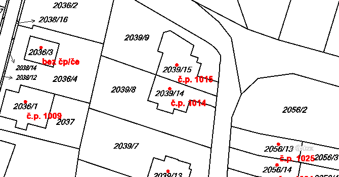Bludovice 1014, Havířov na parcele st. 2039/14 v KÚ Bludovice, Katastrální mapa
