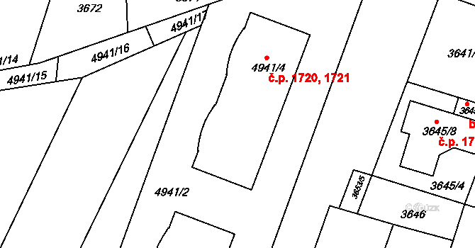 Vracov 1720,1721 na parcele st. 4941/4 v KÚ Vracov, Katastrální mapa
