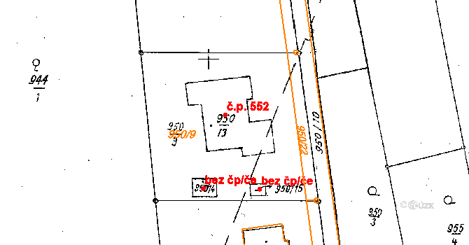 Dobšice 522 na parcele st. 950/9 v KÚ Dobšice u Znojma, Katastrální mapa