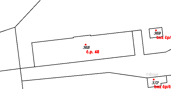 Buková Lhota 48, Benešov na parcele st. 368 v KÚ Úročnice, Katastrální mapa