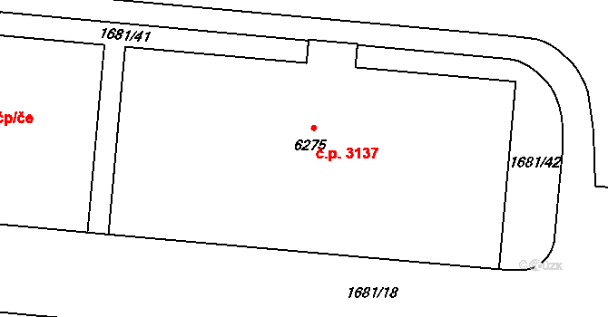 Žatec 3137 na parcele st. 6275 v KÚ Žatec, Katastrální mapa