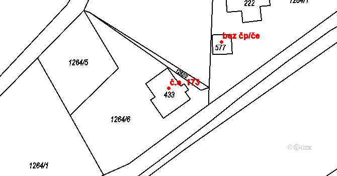 Lhota Veselka 173, Postupice na parcele st. 433 v KÚ Postupice, Katastrální mapa