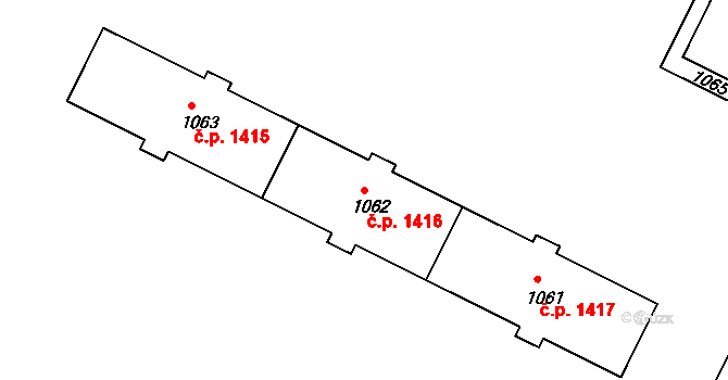 Poruba 1416, Ostrava na parcele st. 1062 v KÚ Poruba, Katastrální mapa