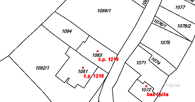 Velké Meziříčí 1219 na parcele st. 1083 v KÚ Velké Meziříčí, Katastrální mapa