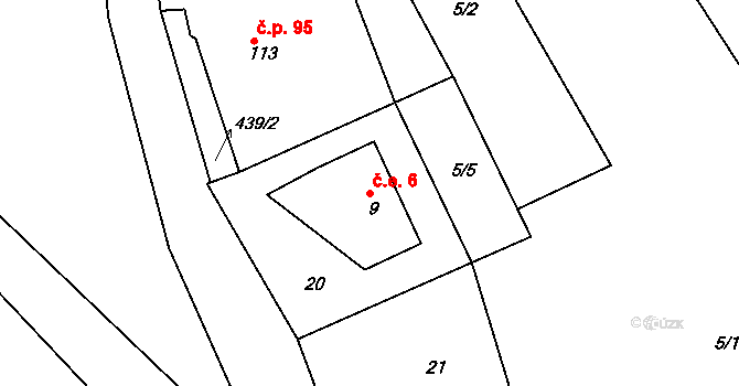 Lomnička 6, Plesná na parcele st. 9 v KÚ Lomnička u Plesné, Katastrální mapa