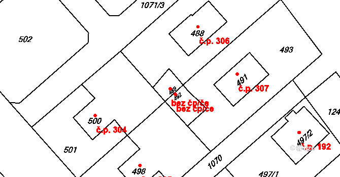 Bohumín 38265419 na parcele st. 489 v KÚ Starý Bohumín, Katastrální mapa