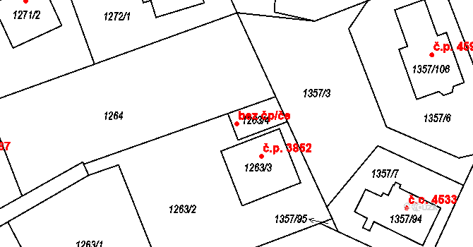 Jablonec nad Nisou 38456419 na parcele st. 1263/4 v KÚ Mšeno nad Nisou, Katastrální mapa