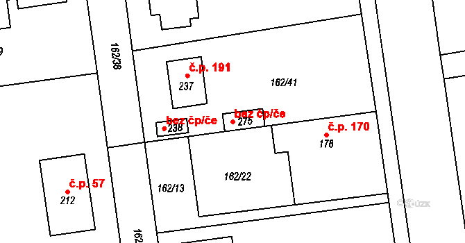Všechlapy 40214419 na parcele st. 275 v KÚ Všechlapy u Nymburka, Katastrální mapa