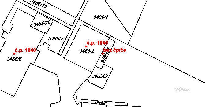 Děčín 40677419 na parcele st. 3466/25 v KÚ Podmokly, Katastrální mapa