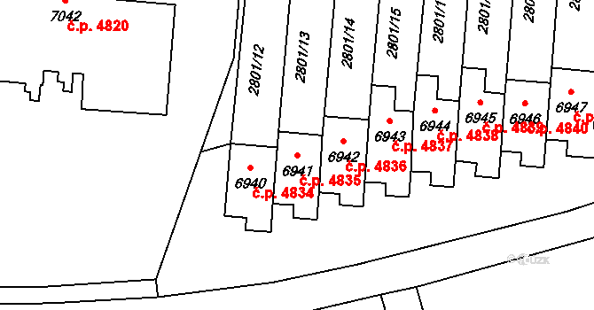 Zlín 4835 na parcele st. 6941 v KÚ Zlín, Katastrální mapa