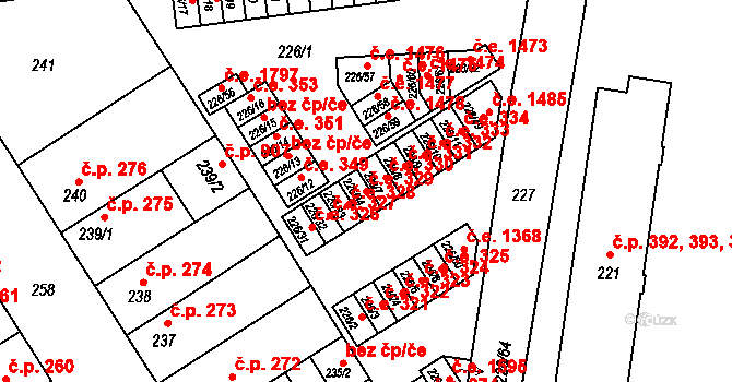 Jindřichův Hradec III 329, Jindřichův Hradec na parcele st. 226/34 v KÚ Jindřichův Hradec, Katastrální mapa