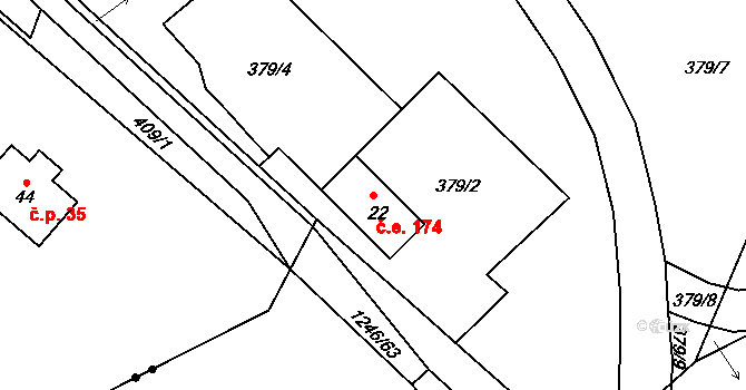 Leptač 174, Chroboly na parcele st. 22 v KÚ Rohanov u Prachatic, Katastrální mapa