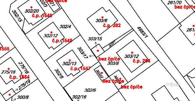 Chotěboř 44560419 na parcele st. 303/15 v KÚ Chotěboř, Katastrální mapa