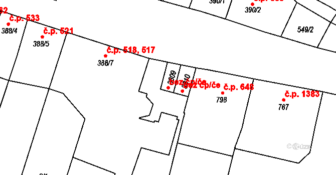 Hranice 44641419 na parcele st. 3809 v KÚ Hranice, Katastrální mapa