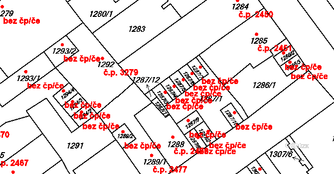 Teplice 45138419 na parcele st. 1287/4 v KÚ Teplice, Katastrální mapa