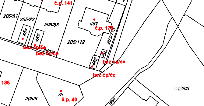 Hradec Králové 46307419 na parcele st. 463 v KÚ Roudnička, Katastrální mapa