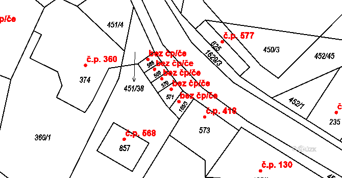 Bystřice 48199419 na parcele st. 571 v KÚ Bystřice u Benešova, Katastrální mapa