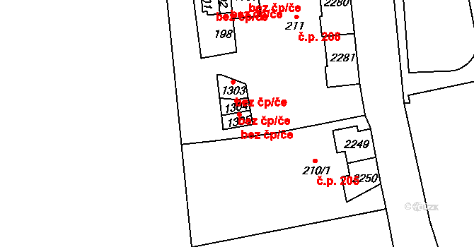 Mariánské Lázně 48946419 na parcele st. 1305 v KÚ Mariánské Lázně, Katastrální mapa