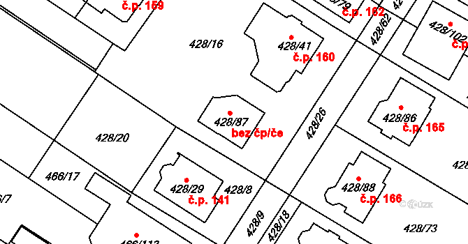 Rebešovice 48998419 na parcele st. 428/87 v KÚ Rebešovice, Katastrální mapa