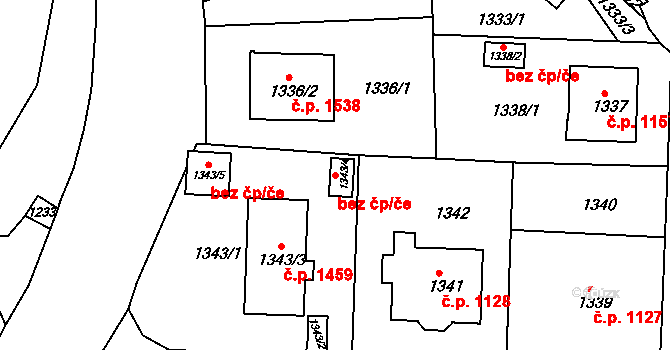 Teplice 49177419 na parcele st. 1343/4 v KÚ Teplice-Trnovany, Katastrální mapa