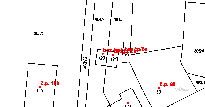 Hostišová 49206419 na parcele st. 123 v KÚ Hostišová, Katastrální mapa