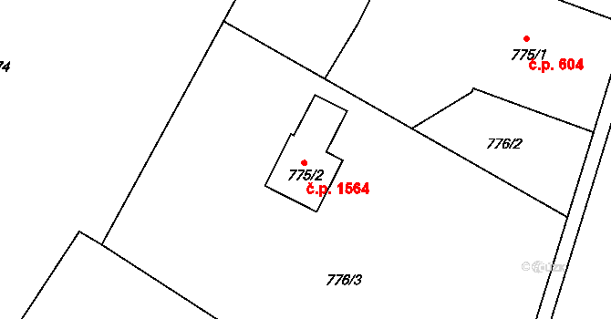 Rumburk 1 1564, Rumburk na parcele st. 775/2 v KÚ Rumburk, Katastrální mapa