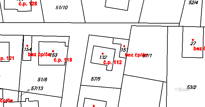 Škrovád 112, Slatiňany na parcele st. 132 v KÚ Škrovád, Katastrální mapa