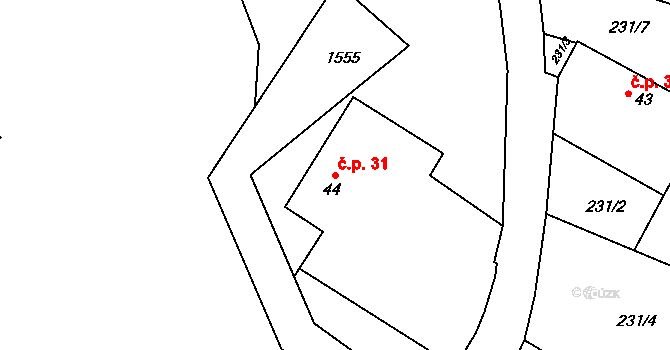 Lučkovice 31, Mirotice na parcele st. 44 v KÚ Lučkovice, Katastrální mapa