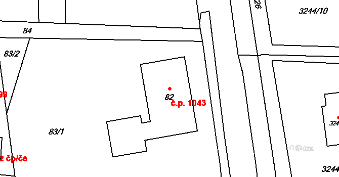 Stonava 1043 na parcele st. 82 v KÚ Stonava, Katastrální mapa