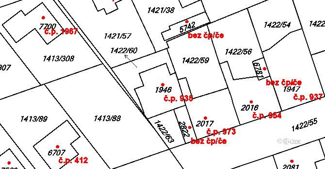 Beroun-Město 935, Beroun na parcele st. 1946 v KÚ Beroun, Katastrální mapa