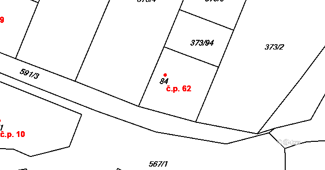 Korycany 62, Neratovice na parcele st. 84 v KÚ Korycany, Katastrální mapa